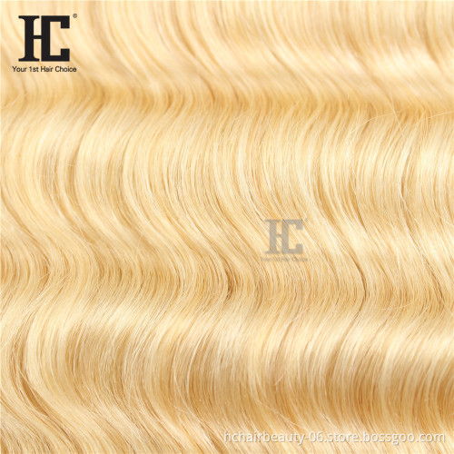 613 Blonde Virgin Hair Vendors Raw Indian Hair Unprocessed Virgin Hair New Style Deep Wave Bundles With Closure